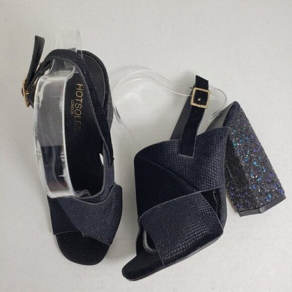 Hotsoles Open Toe Slingback Buckle Sparkle Heels 7 - Picture 2 of 9